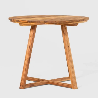 Saracina Home 36" Modern Acacia Slatted Round Outdoor Dining Table - Image 6