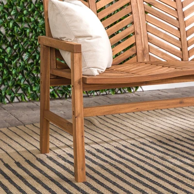 Slatted Chevron Acacia Wood Patio Loveseat – Saracina Home - Image 7