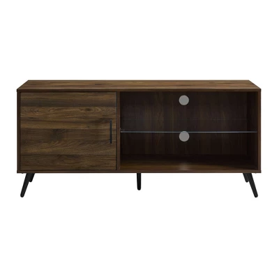 Single Door Mid-Century Modern TV Stand For TVs Up To 58" Dark Walnut - Saracina Home - Image 3