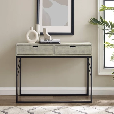 Faux Shagreen Modern 2 Drawer Entry Table - Saracina Home