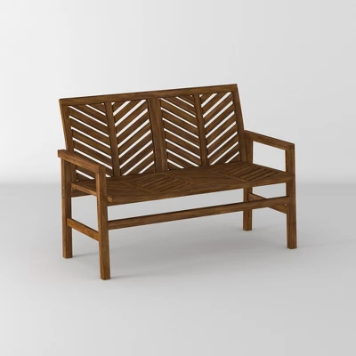 Slatted Chevron Acacia Wood Patio Loveseat – Saracina Home - Image 18